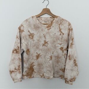 Madewell Caramel Tie Dyed Cropped Crewneck Sweatshirt
